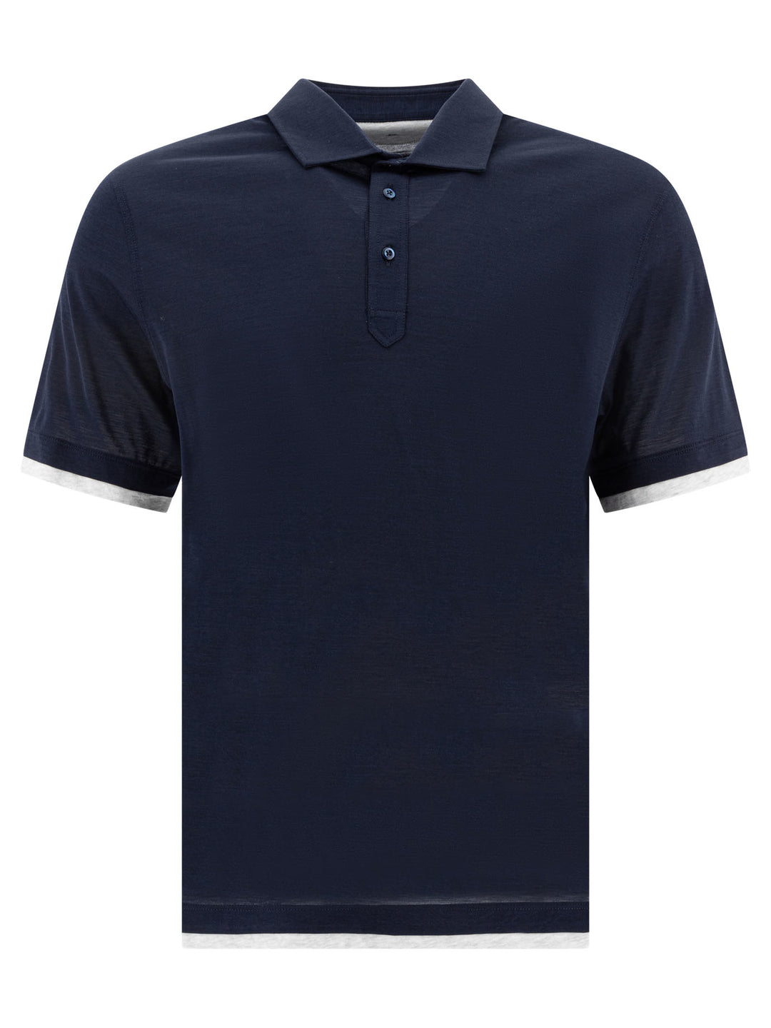 Brunello Cucinelli Silk And Cotton Jersey Polo Shirt Polo shirts - Blu | 664252135f96c57fa08ef14c2416d9de09f419fc