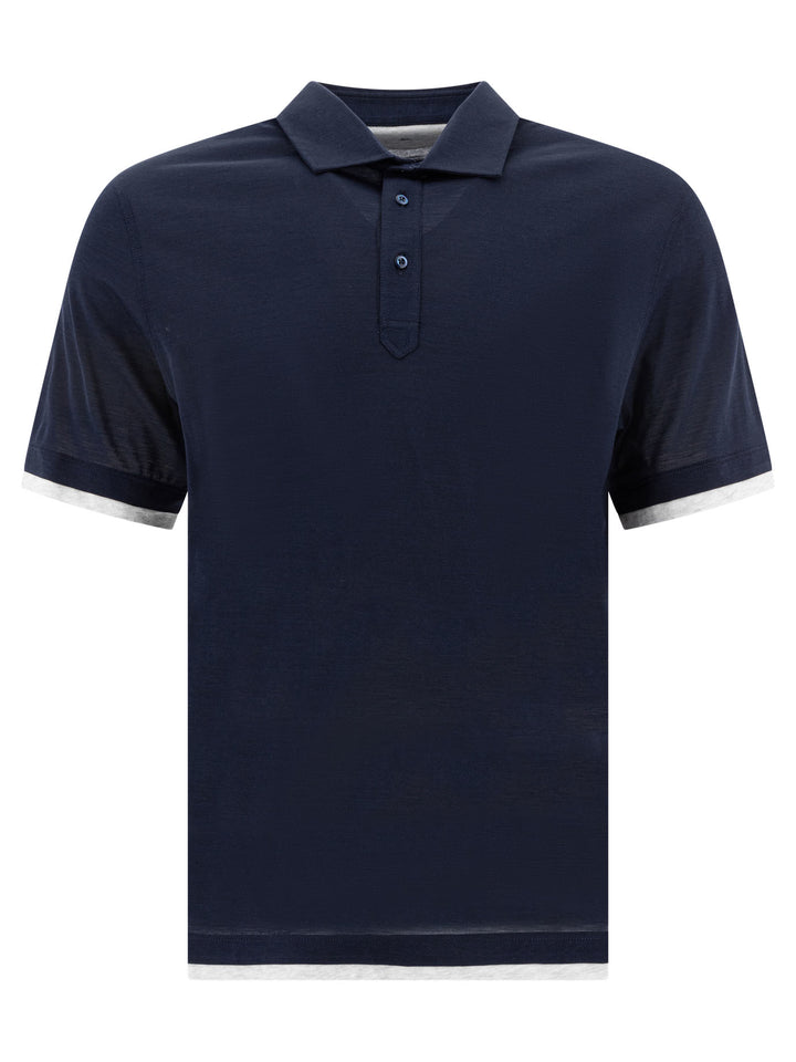 Brunello Cucinelli Silk And Cotton Jersey Polo Shirt Polo shirts - Blu | 664252135f96c57fa08ef14c2416d9de09f419fc