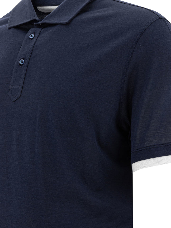Brunello Cucinelli Silk And Cotton Jersey Polo Shirt Polo shirts - Blu | 7a978d82050ba54ad36fa13988bf73902ff41126
