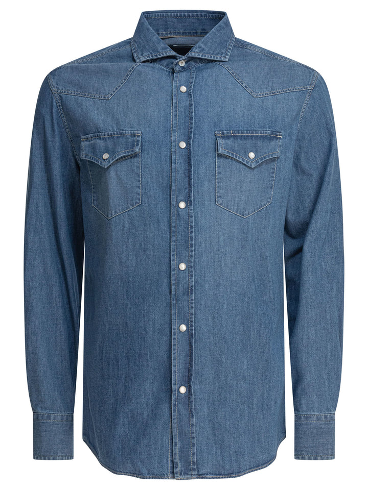 Brunello Cucinelli  Shirts - Blu | c00b6dbed9602df3caf479ce0526705f777d3f16