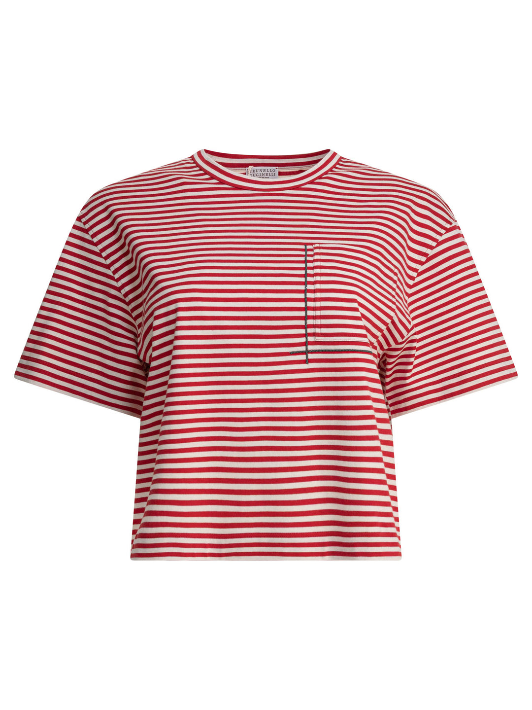 Brunello Cucinelli T-Shirt With Shiny Pocket Detail T-shirts - Rosso | c6d040b92e8f045bdecf9401ed0c446c865f1181