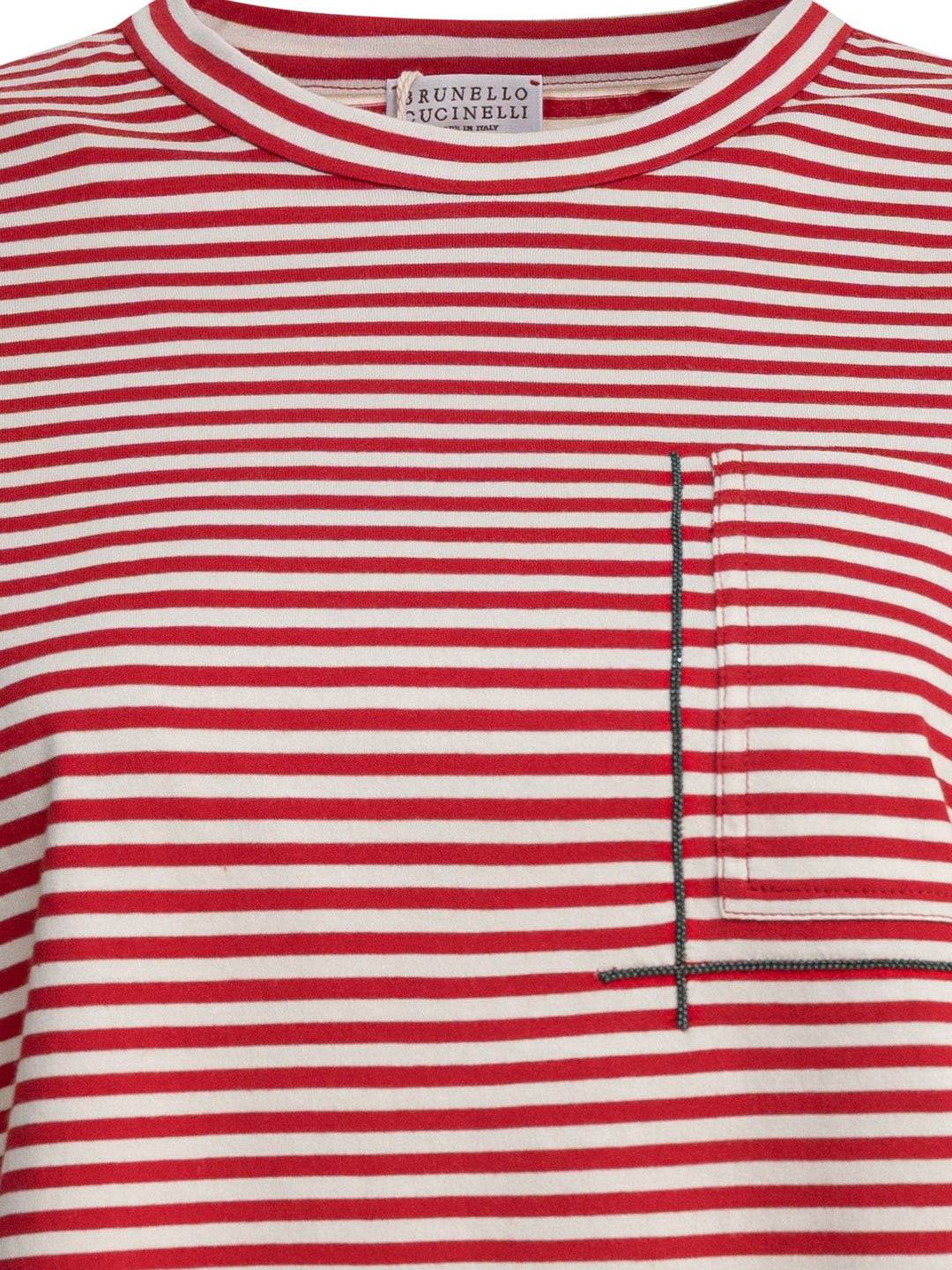 Brunello Cucinelli T-Shirt With Shiny Pocket Detail T-shirts - Rosso | 20365ba4b35554c2be8cdd12234648f23c3f07d8