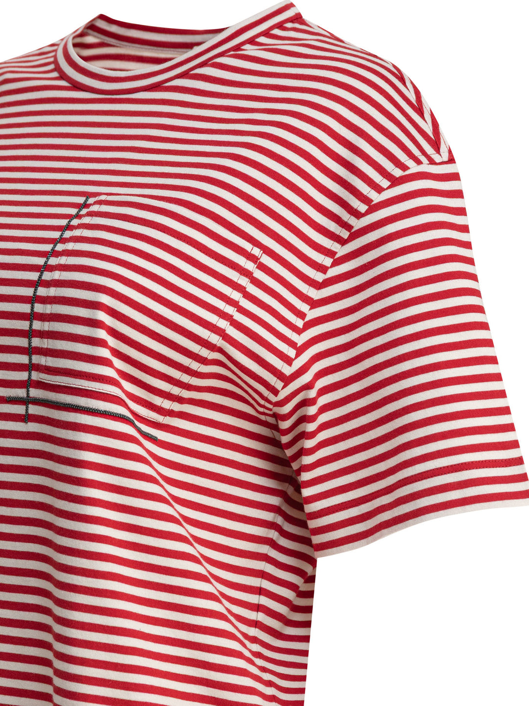Brunello Cucinelli T-Shirt With Shiny Pocket Detail T-shirts - Rosso | 7126f5e9722e0f956d4ef09291f04e1242374a7b