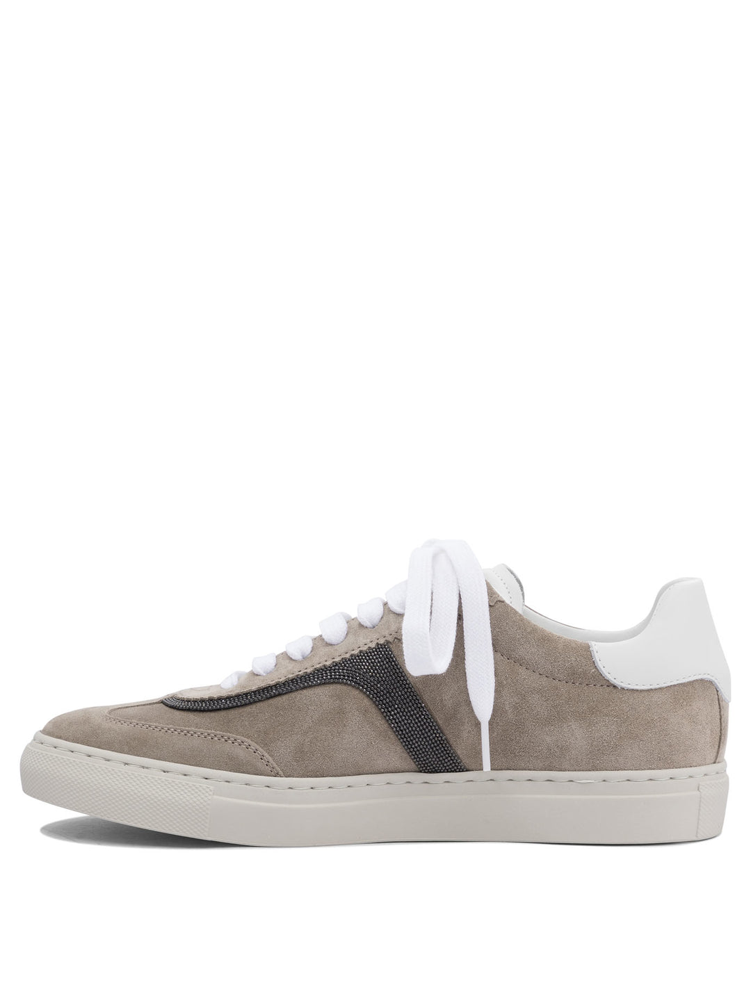 Brunello Cucinelli Suede Sneakers With Monil Detailing Sneakers & Slip-On - Grey | 6b2821212e37cea104d153b55cd4d0494248b148
