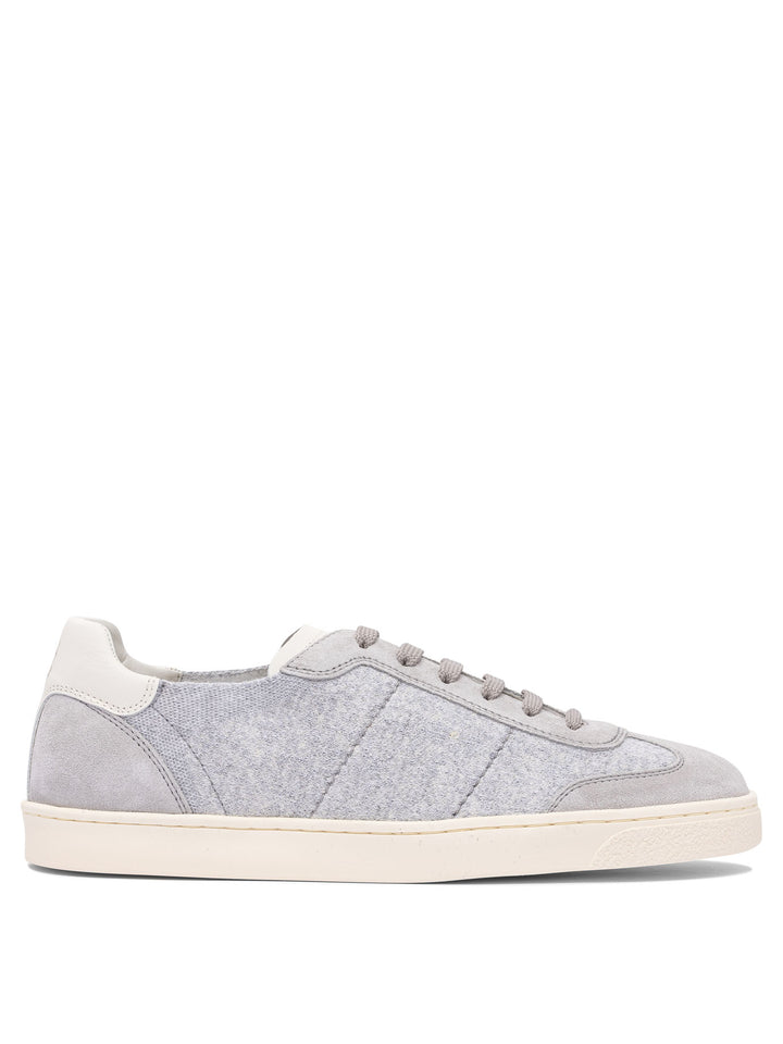 Brunello Cucinelli Cotton Knit, Suede And Soft Calf Sneakers Sneakers & Slip-On - Grey | 7f9562a5438c9525589769944d84416e3d54574a