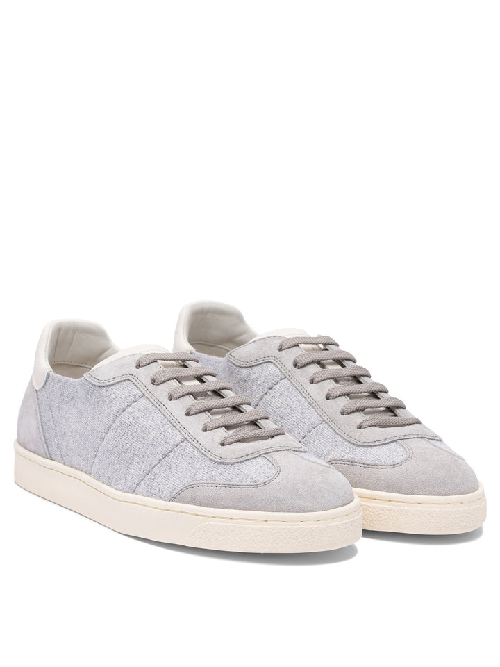 Brunello Cucinelli Cotton Knit, Suede And Soft Calf Sneakers Sneakers & Slip-On - Grey | cdb6de26ff0c3bf4ca54a5e218280f8bf75892ba