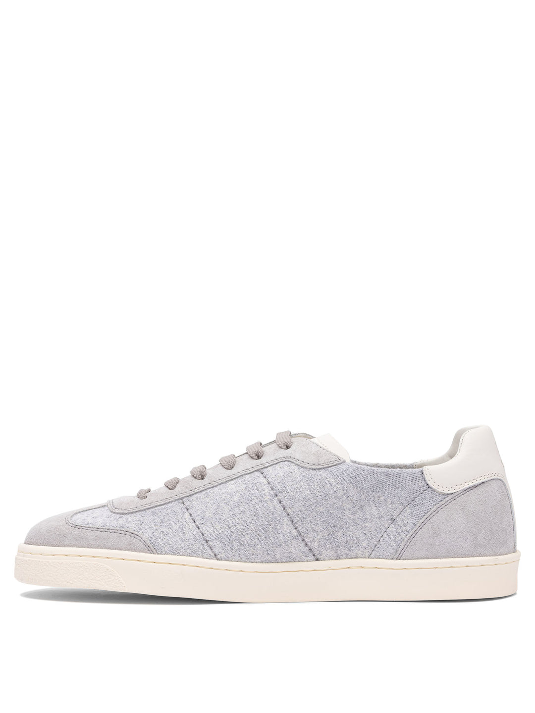 Brunello Cucinelli Cotton Knit, Suede And Soft Calf Sneakers Sneakers & Slip-On - Grey | 937f36c7d264655b3c76f117cad4aabf13668ffe