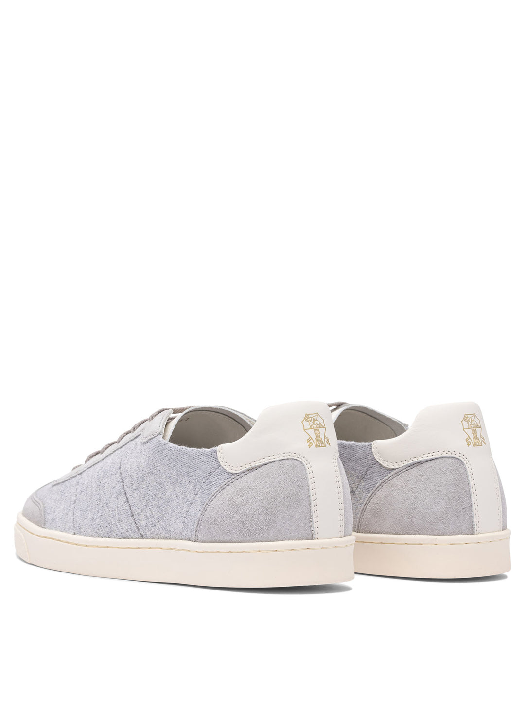 Brunello Cucinelli Cotton Knit, Suede And Soft Calf Sneakers Sneakers & Slip-On - Grey | cee7e26fc7733f3b123a4033733583b98dd32f89