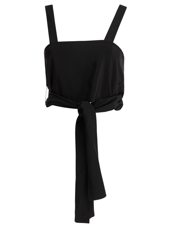 Chloé Cropped Tank Top With Ribbons Top - Nero | 73f926d43af21d9d420dbe9d5e6419fd7b799eaa