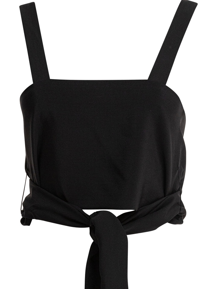 Chloé Cropped Tank Top With Ribbons Top - Nero | a8c7708e9eb7ae044a59191a99a51fb6f0c887b1