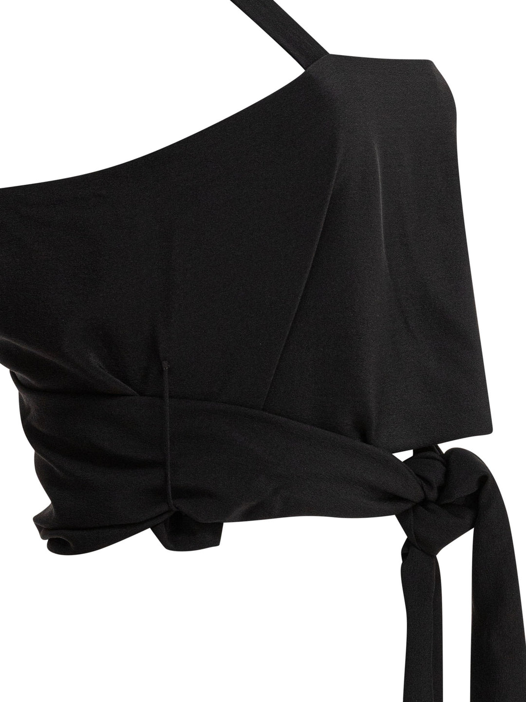 Chloé Cropped Tank Top With Ribbons Top - Nero | ce67899a209051267d3b2a07ca93cfbb86fd067e