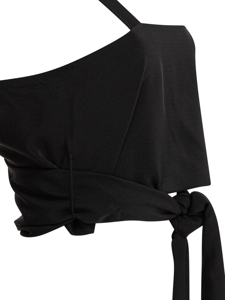 Chloé Cropped Tank Top With Ribbons Top - Nero | ce67899a209051267d3b2a07ca93cfbb86fd067e