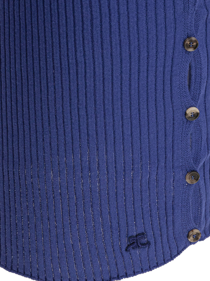 CourrèGes Cotton And Wool Pencil Skirt Gonne - Blu | 5d14f8a97550bb0b3265ae737c342299fbd11b48