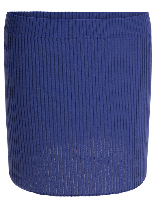 Cotton And Wool Pencil Skirt Gonne Blu