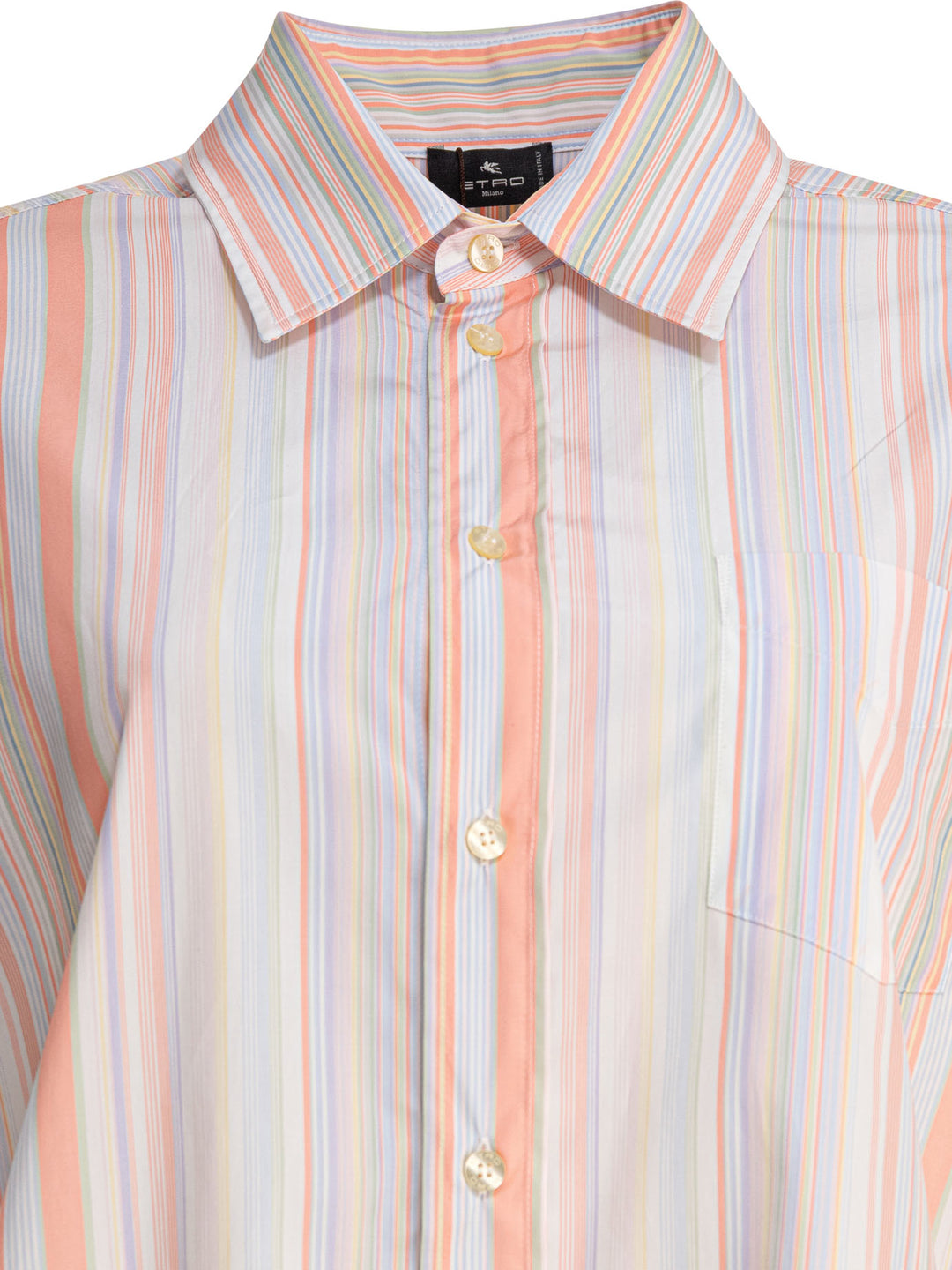 Etro Striped Shirt With Print On The Back Shirts - Rosa | 5b426a242769b9e921aae548cc3cdff46b6505b9