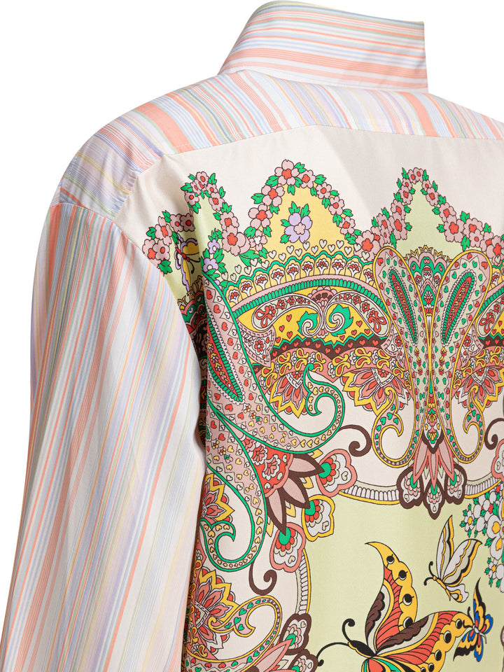 Etro Striped Shirt With Print On The Back Shirts - Rosa | f7a897b176254fba86716ed7de51a7615930949e