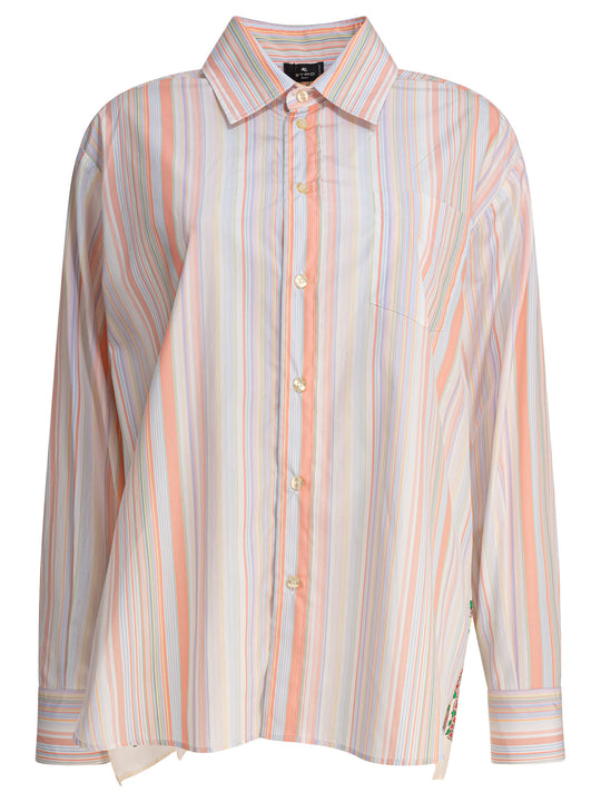 Striped Shirt With Print On The Back Shirts Rosa