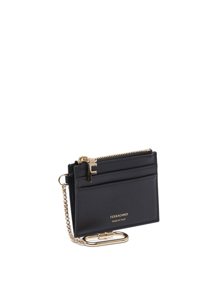 Ferragamo Leather Card Case With Keychain Wallets & Card holders - Nero | 86c88231c6340b5cdc62e7044ecd9582af6ca428