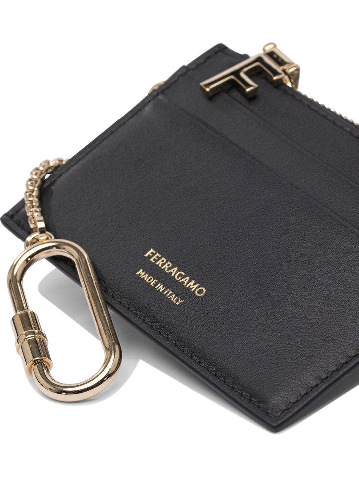 Ferragamo Leather Card Case With Keychain Wallets & Card holders - Nero | a61a6119dce42fc9f76cc7b7e14a258bb0818b76