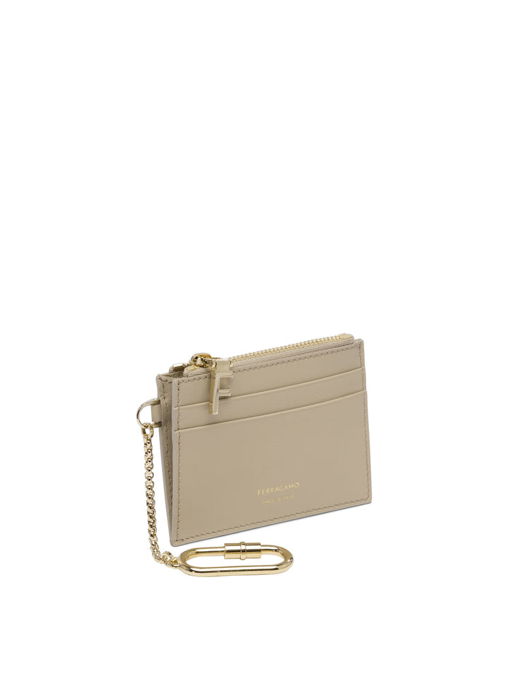 Ferragamo Leather Card Case With Key Ring Wallets & Card holders - Beige | a04ae679a62f35782e45e7b1bcbb8d3412c80282