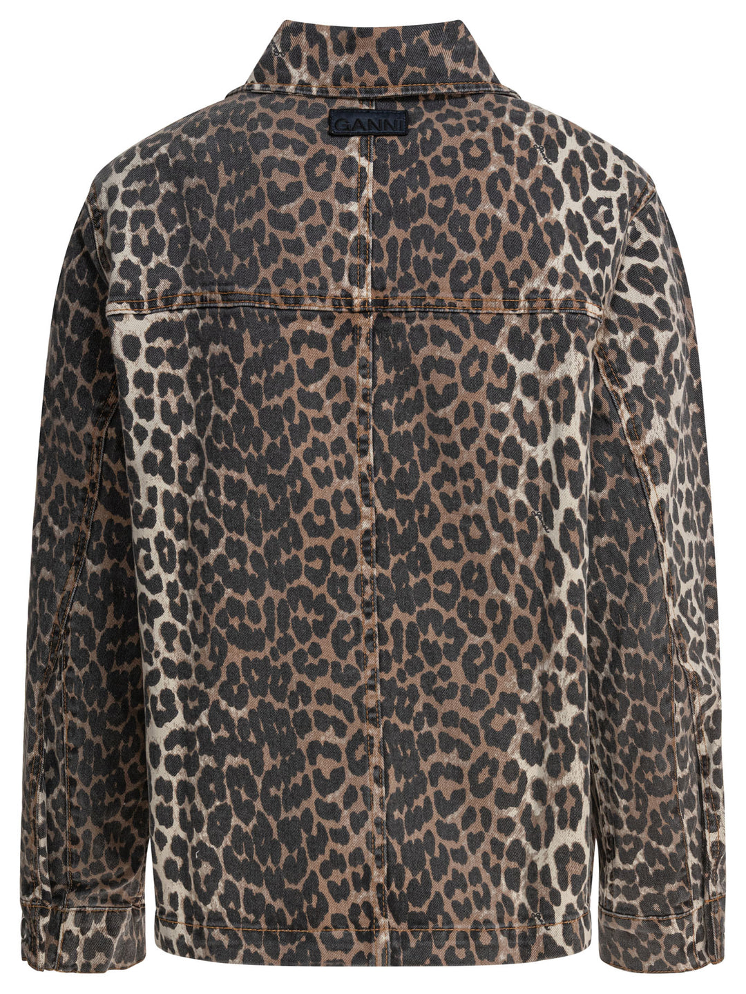 Ganni Leopard Denim Jacket Jackets and Coats - Marrone | d79973abaa3e509aeb0e437496a7a670887d65b7