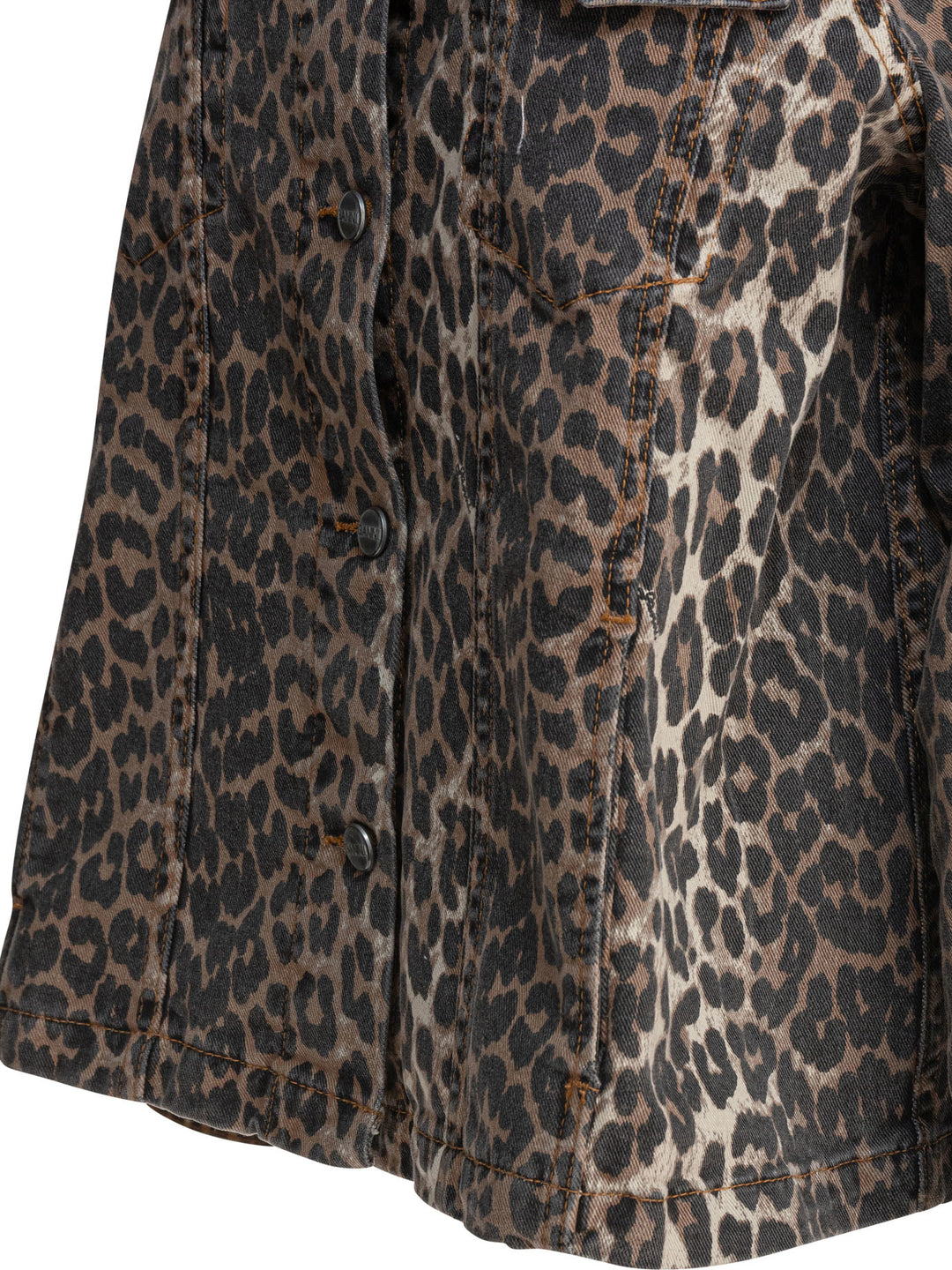 Ganni Leopard Denim Jacket Jackets and Coats - Marrone | 3c6f39ae21405c2e006d961bbcf1692e8ed8d5c0