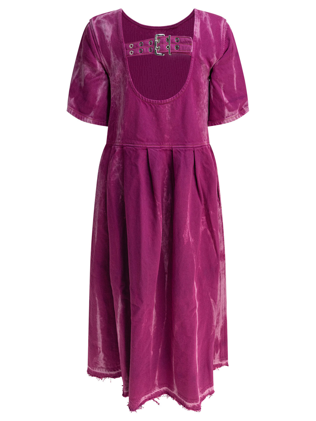 Ganni Denim Midi Dress With Open Back Abiti - Viola | cf96fcafb76937ec9b2a967633e9c59633492fad