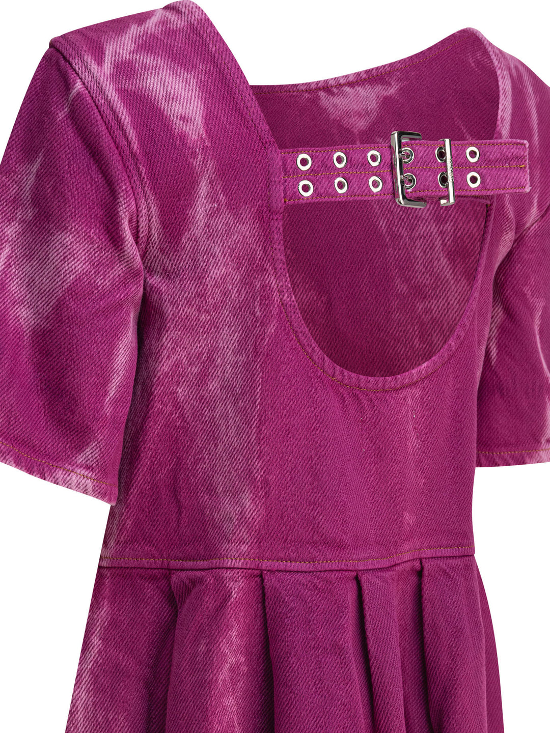 Ganni Denim Midi Dress With Open Back Abiti - Viola | cb1d928f1bdc723597430dc67329c1caee41c8a5