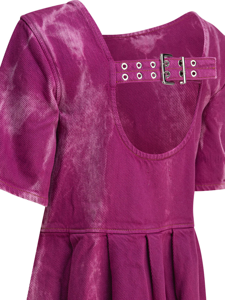 Ganni Denim Midi Dress With Open Back Abiti - Viola | cb1d928f1bdc723597430dc67329c1caee41c8a5