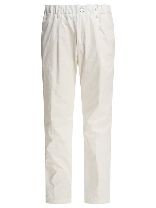 Cotton Drawstring Pants Trousers Bianco