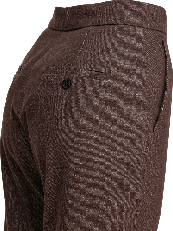 Max Mara Denim-Effect Cotton Trousers - Marrone | 5f64f947a76fe22c422d9dbb1289abb9ad49d684