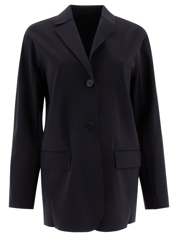 Max Mara Single-Breasted Jersey Blazer Jackets and Coats - Blu | 99df86fc4f757d6d218b4cd53801d7bd577ef09b