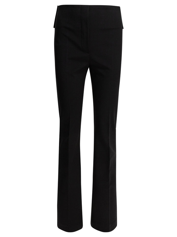 Max Mara Sportmax Flared Pants With Leather Belt Trousers - Nero | 834c2eb35ad47d1907786669d59f5b916e028d99