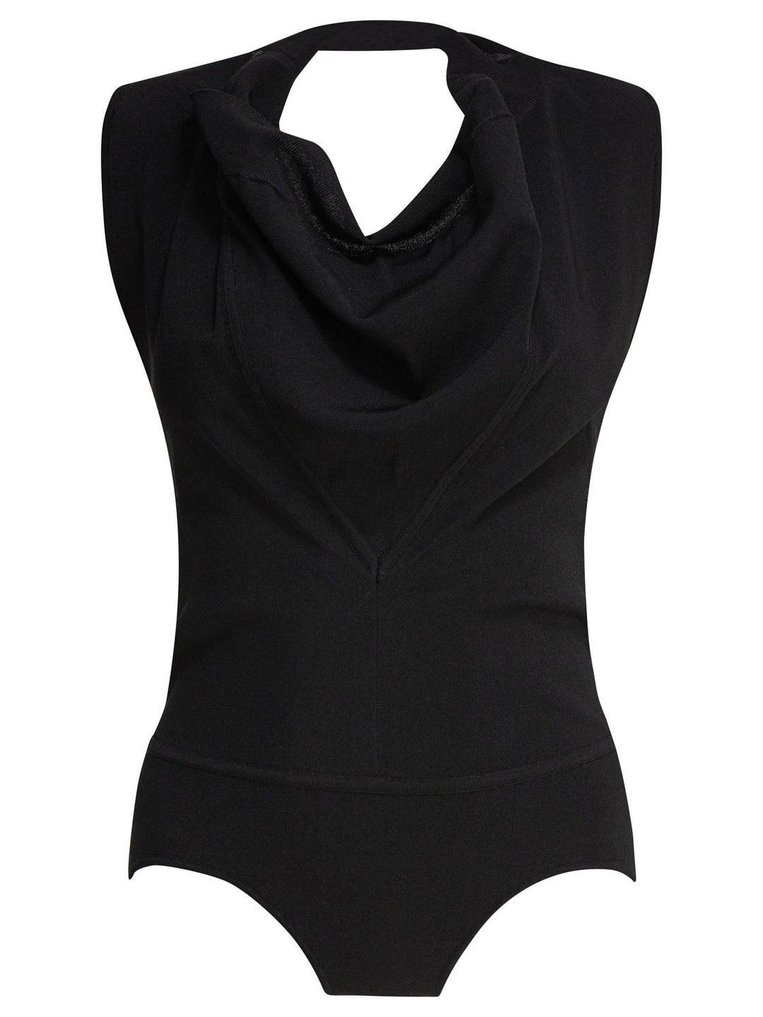 Max Mara Sportmax Sleeveless Draped Bodysuit Top - Nero | 7198640f364dfffaeef14dd6ad7130208a754df5