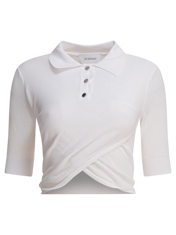 Max Mara Sportmax Cropped Short-Sleeved Polo Shirt Polo shirts - Bianco | ac8c42bd500ff5d690a4ae4b903bc3b2308cae1d