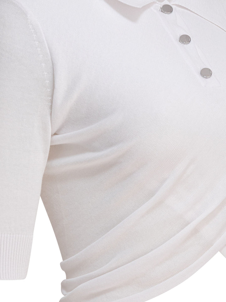 Max Mara Sportmax Cropped Short-Sleeved Polo Shirt Polo shirts - Bianco | 1cca6839a9ff3fc6af73bfda27cb95df1ab3ce4f