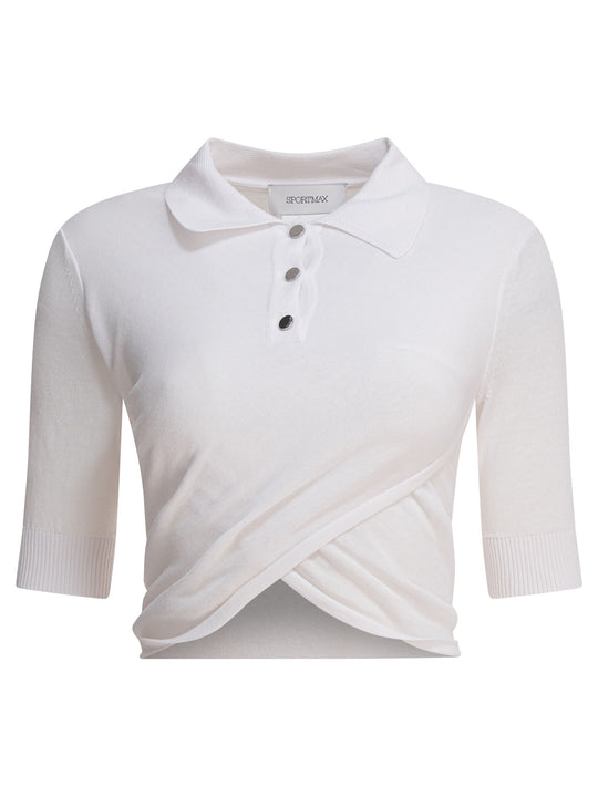 Cropped Short-Sleeved Polo Shirt Polo Shirts Bianco