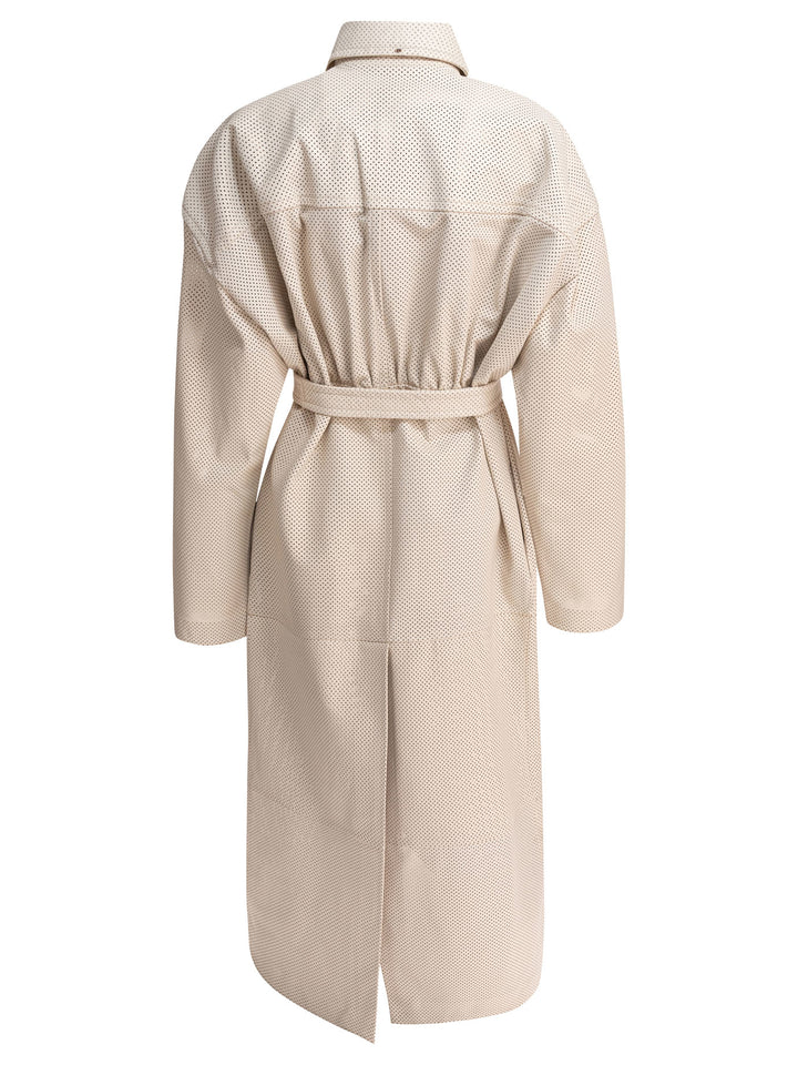 Max Mara Sportmax Trench Coat With Leather Belt Jackets and Coats - Beige | c719edade5dd69a794dc3e8db6c62919c321ca32