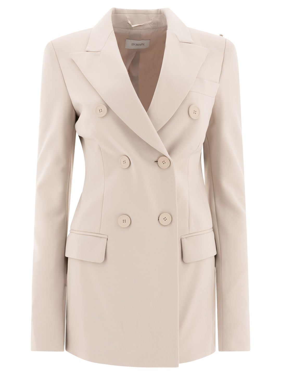 Max Mara Sportmax Double-Breasted Blazer With Spear Lapels Jackets and Coats - Beige | 9e23bf2a1f5aae8278e9ff4bd626bd1c55cae951