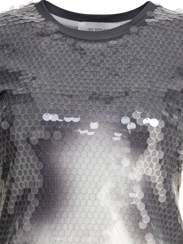 Max Mara Sportmax T-Shirt With Sequins T-shirts - Grey | 5932f34aace7601661035608ecd4add29b484e9b