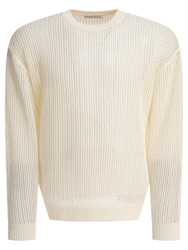 Cotton Blend Crewneck Sweater Knitwear Bianco