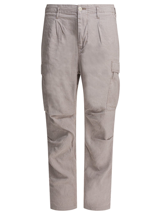 Linen-Blend Cargo Pants Trousers Grey