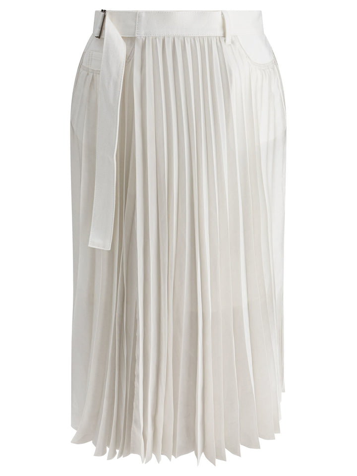 Sacai Pleated Skirt Gonne - Bianco | a99b05b65174e726a0e2490c6d67638df2672508
