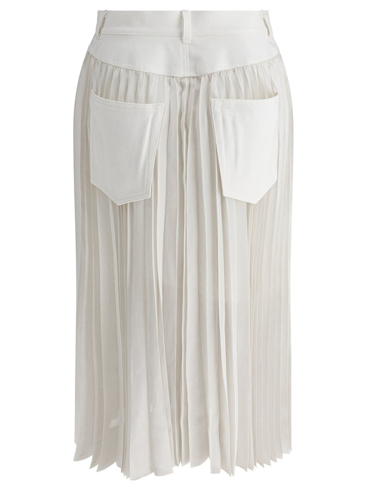 Sacai Pleated Skirt Gonne - Bianco | 3d5500e41002e96f2c4fdda8e0a70e47197fdf89