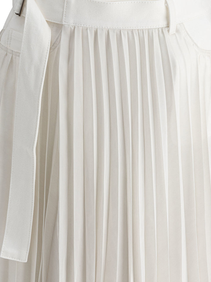 Sacai Pleated Skirt Gonne - Bianco | e267362d09216a42f178e8a65181b119cac1c156