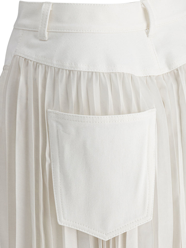 Sacai Pleated Skirt Gonne - Bianco | 3f0110b69c4c9da7e78a5d5244079d554477b61a