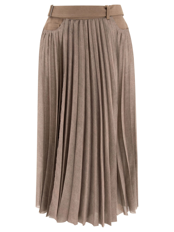 Sacai Pleated Skirt Gonne - Beige | fdb72477a2fc26da143e202d40e1be6cf68a5ef9