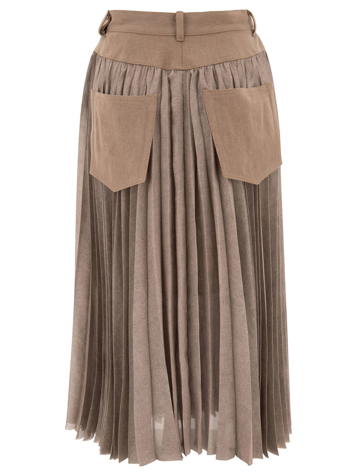 Sacai Pleated Skirt Gonne - Beige | f106146981f480e1b03b4952e18d92d23139d3e6