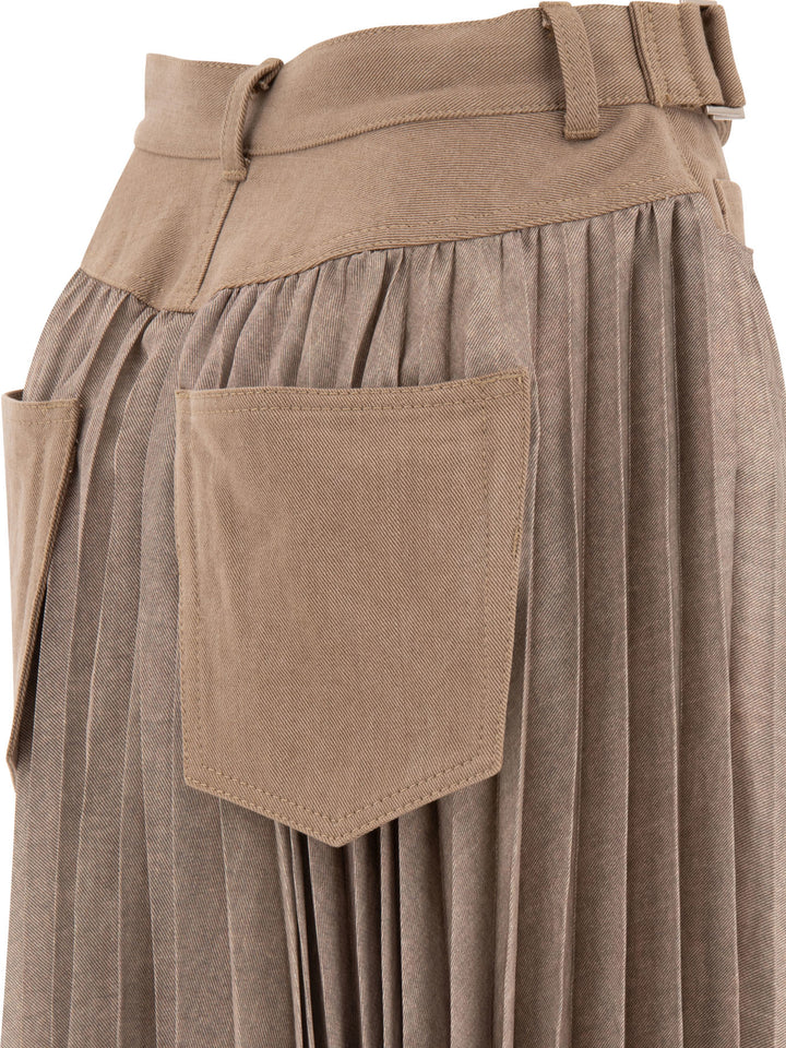 Sacai Pleated Skirt Gonne - Beige | 76dab9cdcecbb7881bb27b2e9eb5a59473d2634a