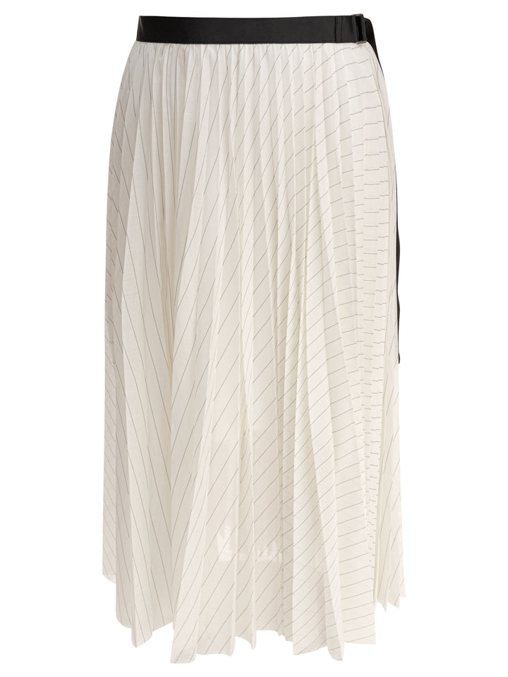 Sacai Pleated Skirt Gonne - Bianco | f95aa56462ed250450312763ce5bd53910ae1961